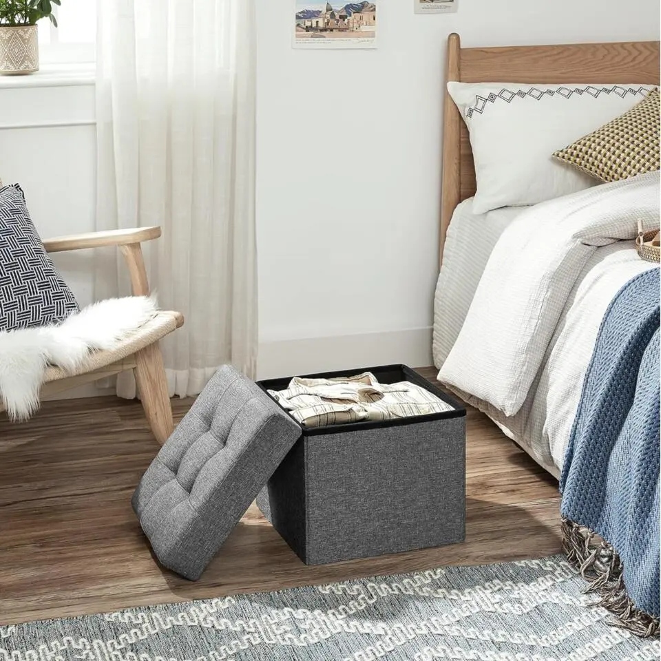 Parya Home - Grijze Poef - Hocker - Donkergrijs