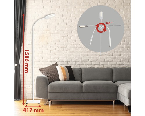 LED vloerlamp CCT 600 lm warm wit-daglichtwit H 128 cm met touchdimmer wit