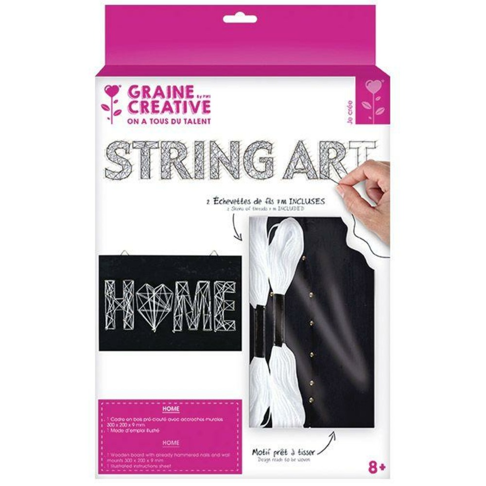 Coffret string art - tableau noir home déco art filaire 30 x 22 cm