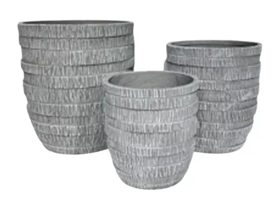 3 Cache-pots grandes tailles plante extérieur béton gris 32-41-50cm