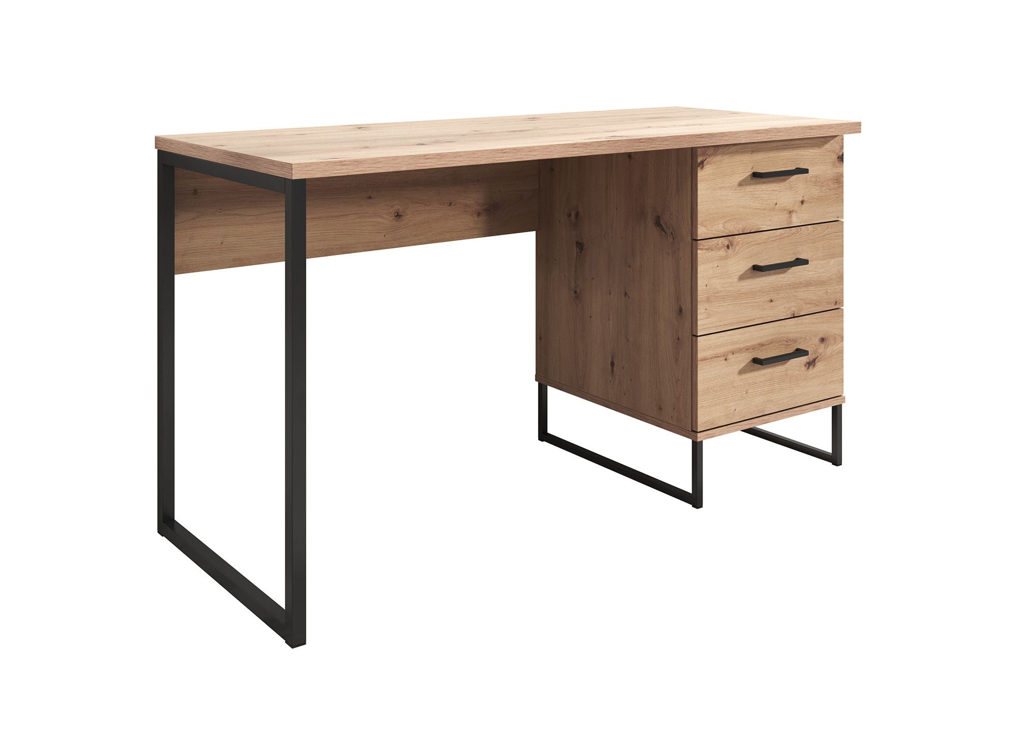 Meubella - Bureau Saturn - Eiken - Zwart - 138 cm