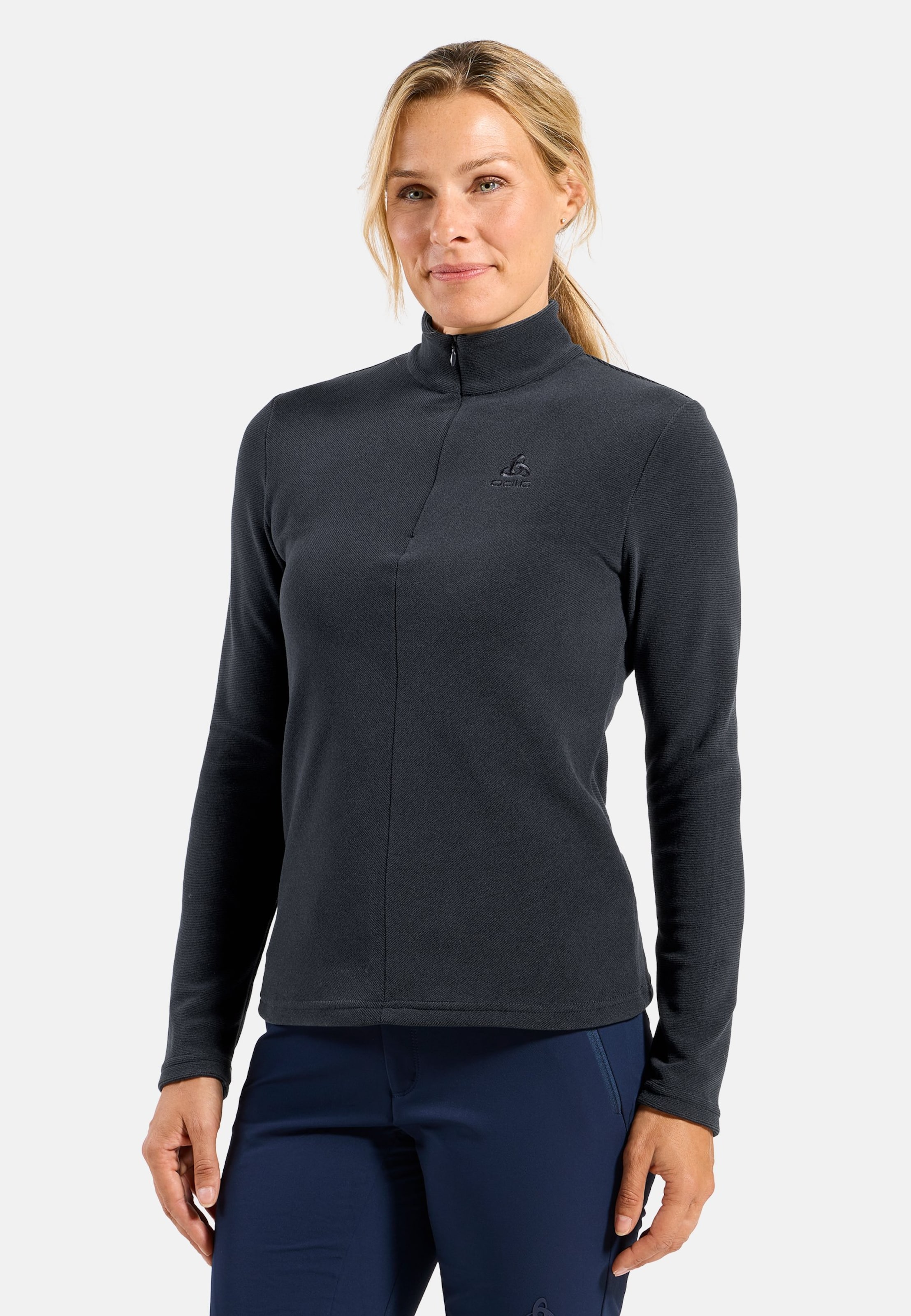 Damen Roy Mid Layer mit Halbreissverschluss in dark sapphire - black - stripes