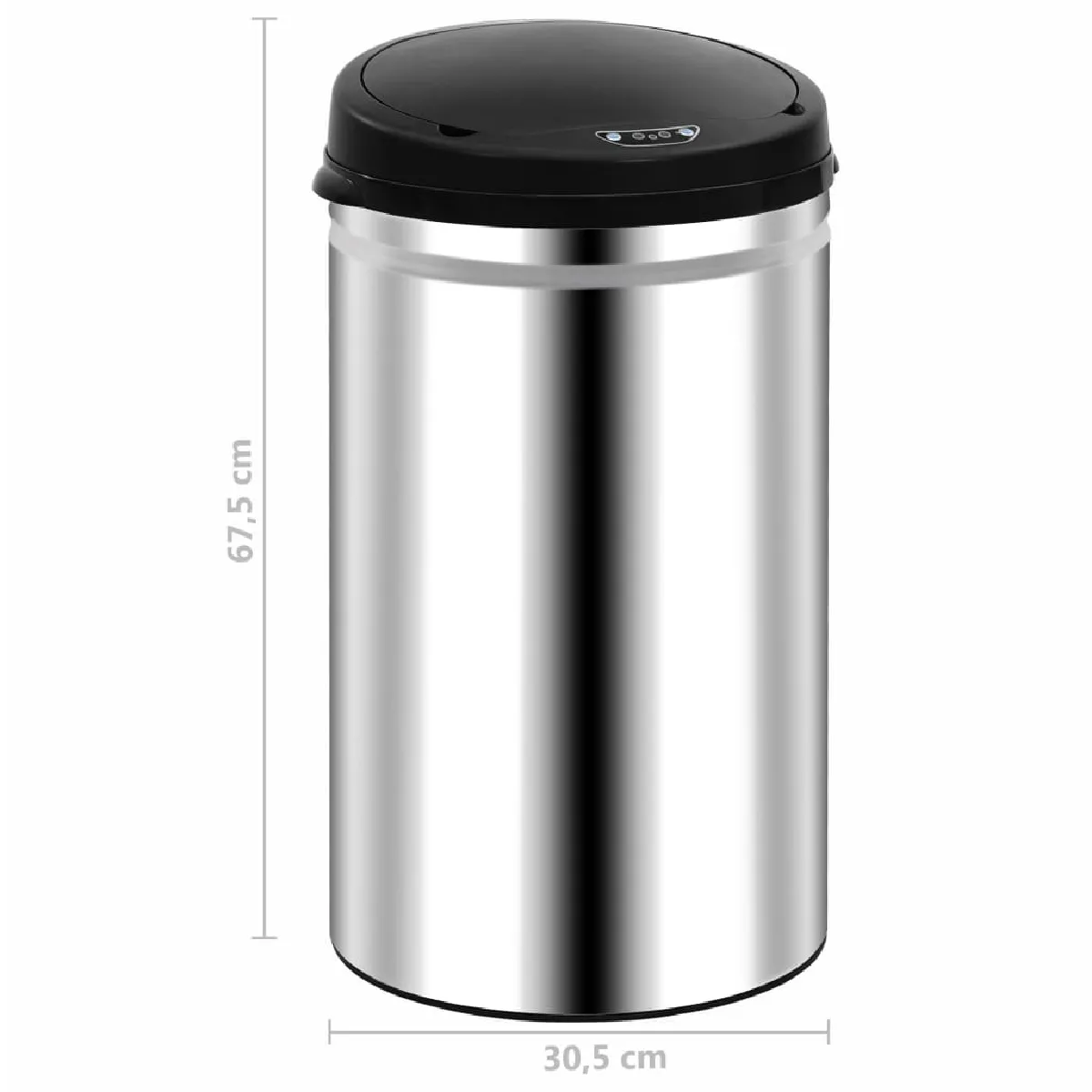 vidaXL Poubelle à capteur - 40L - Argenté