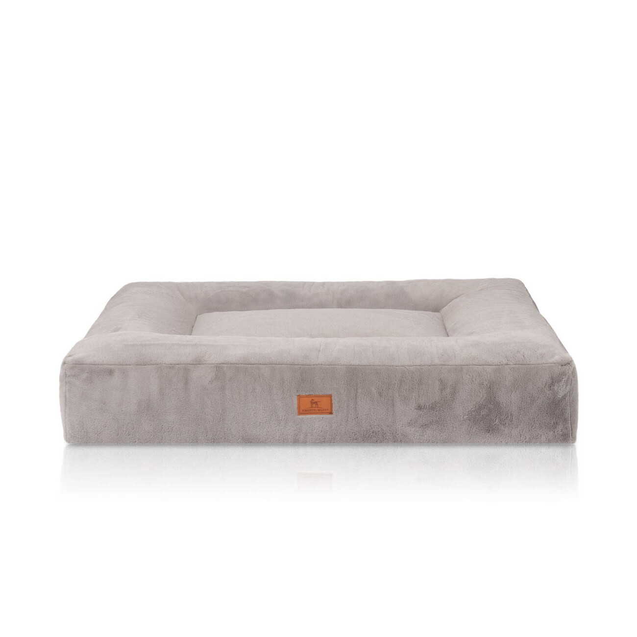 Knuffelwuff orthopädisches Hundebett mit kuschelig weichem Kaninchen Fellimitat Midland beige/ grau M-L