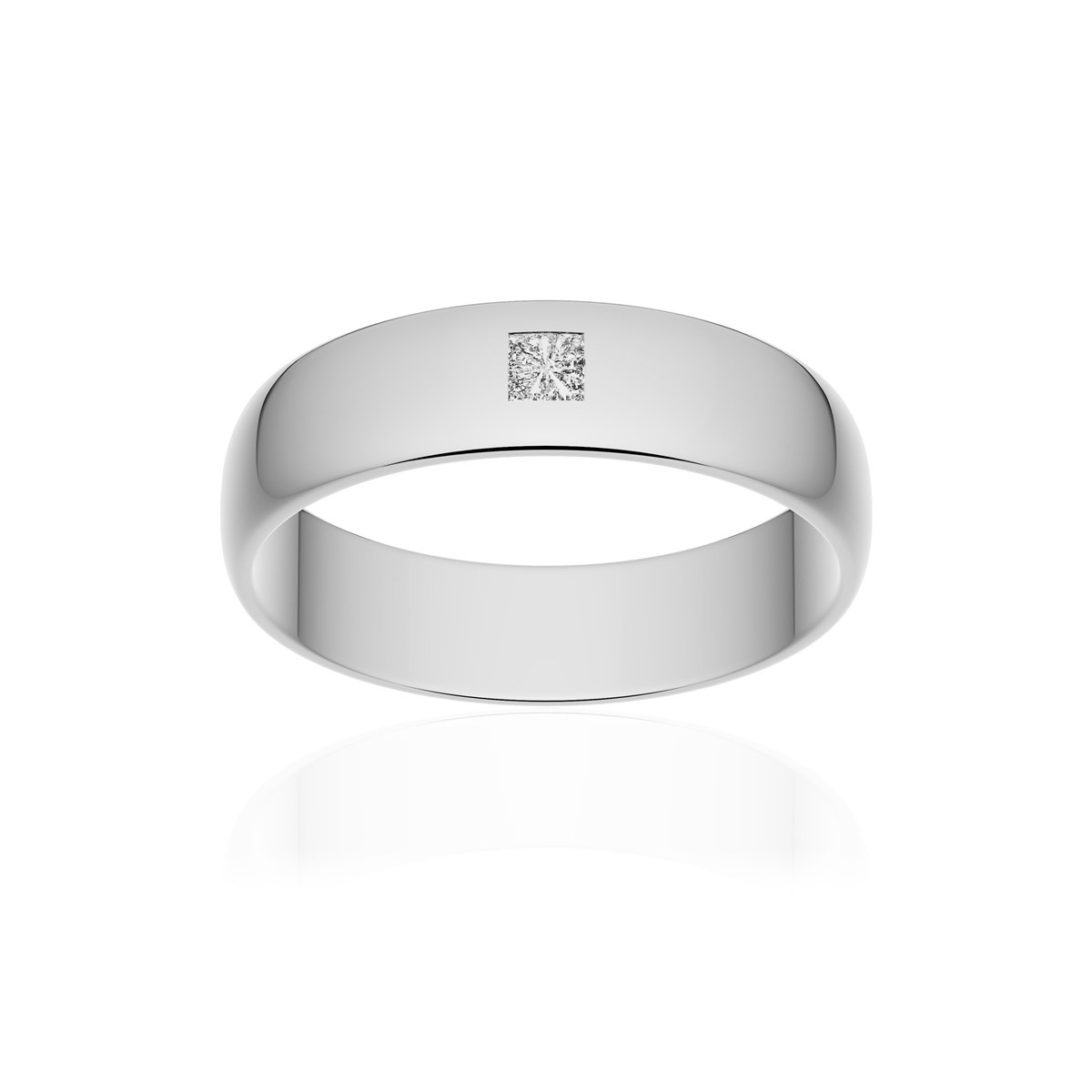 Alliance platine 950 poli demi-jonc 5 mm diamant princesse