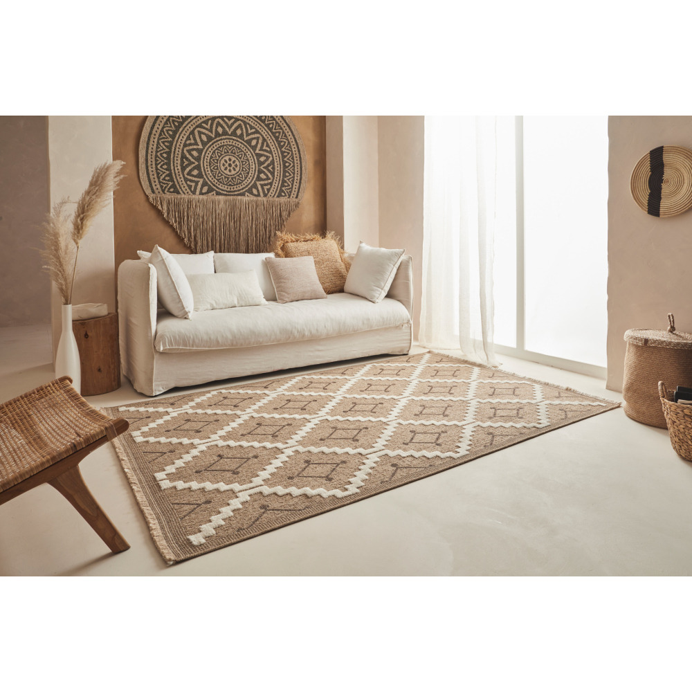 Tapis intérieur extérieur aspect jute marron tulum 9041 180 x 67 cm