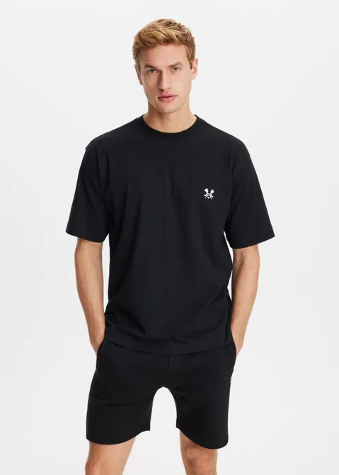 T-shirt met print cross zwart (ZWART)