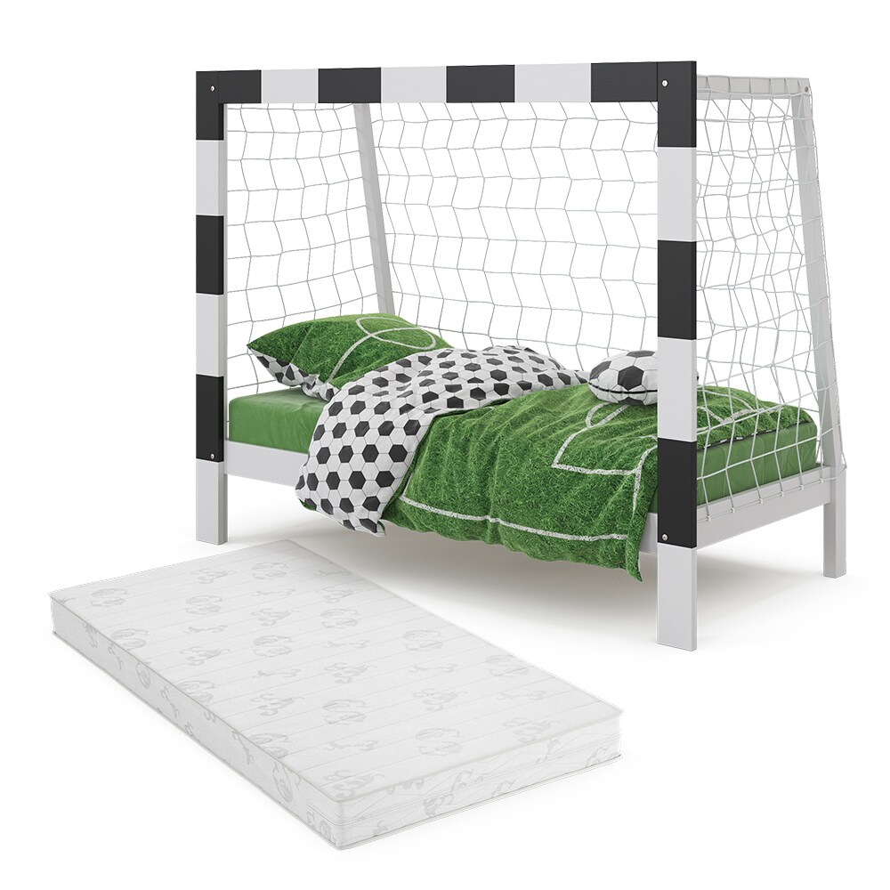 Vitalispa Kinderbett Fußballtor Weiß 178 x 142,5 cm mit Matratze
