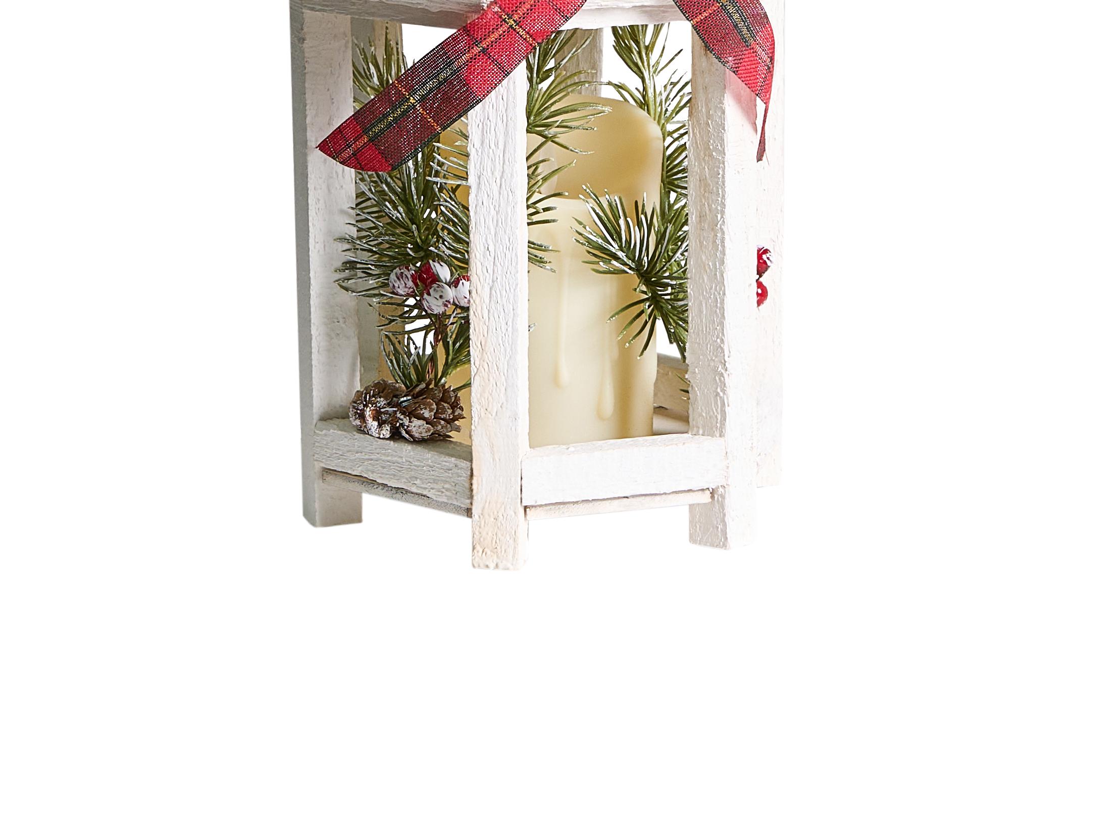 LED lantaarn SAVIVESI Kerstpatroon 38 cm Wit