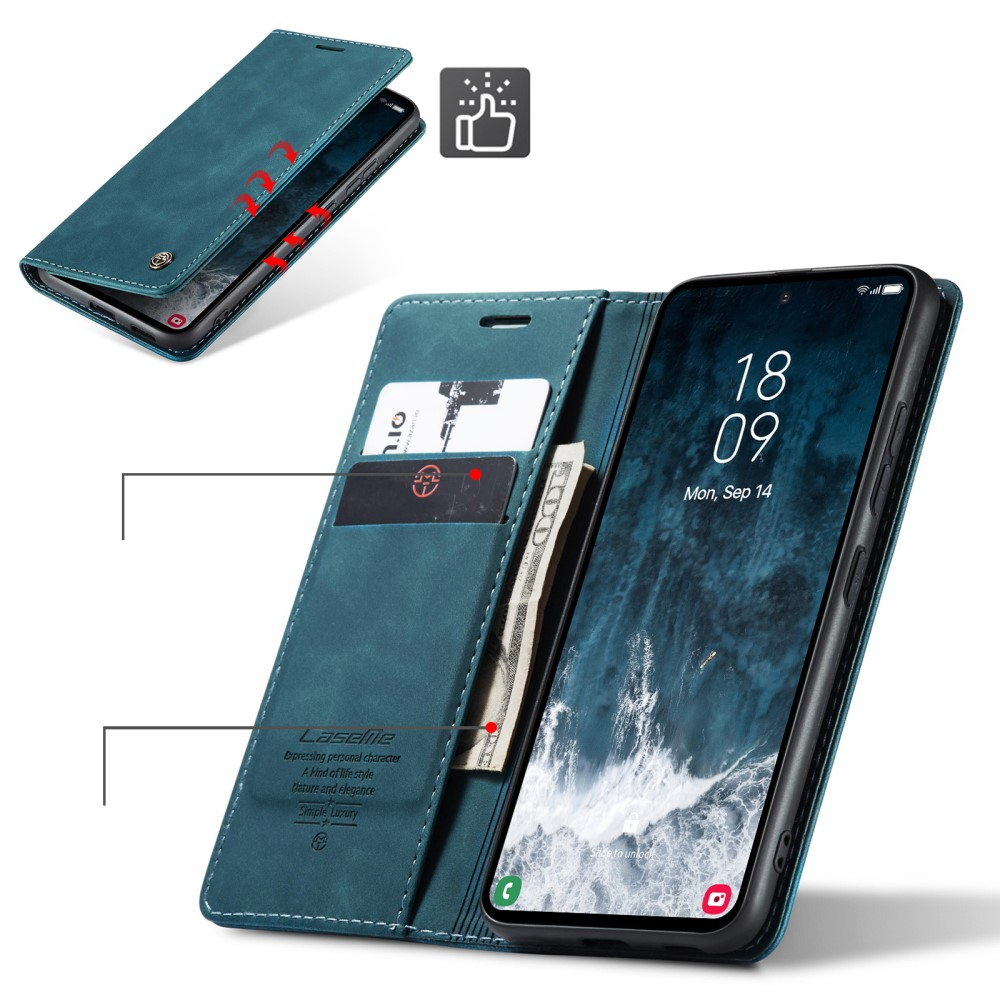 Samsung Galaxy S23 FE Leder Tasche Flip Wallet Etui mit Kartenfächern - Blaugrün