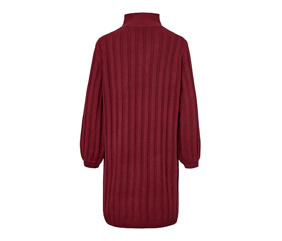 Geripptes Strickkleid mit Stehkragen