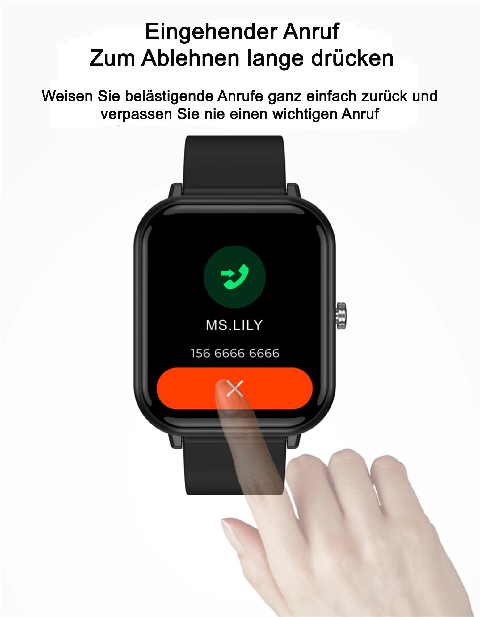 TPFNet Smart Watch / Fitness Tracker IP67 - Silikon Armband - Android & IOS - Schwarz