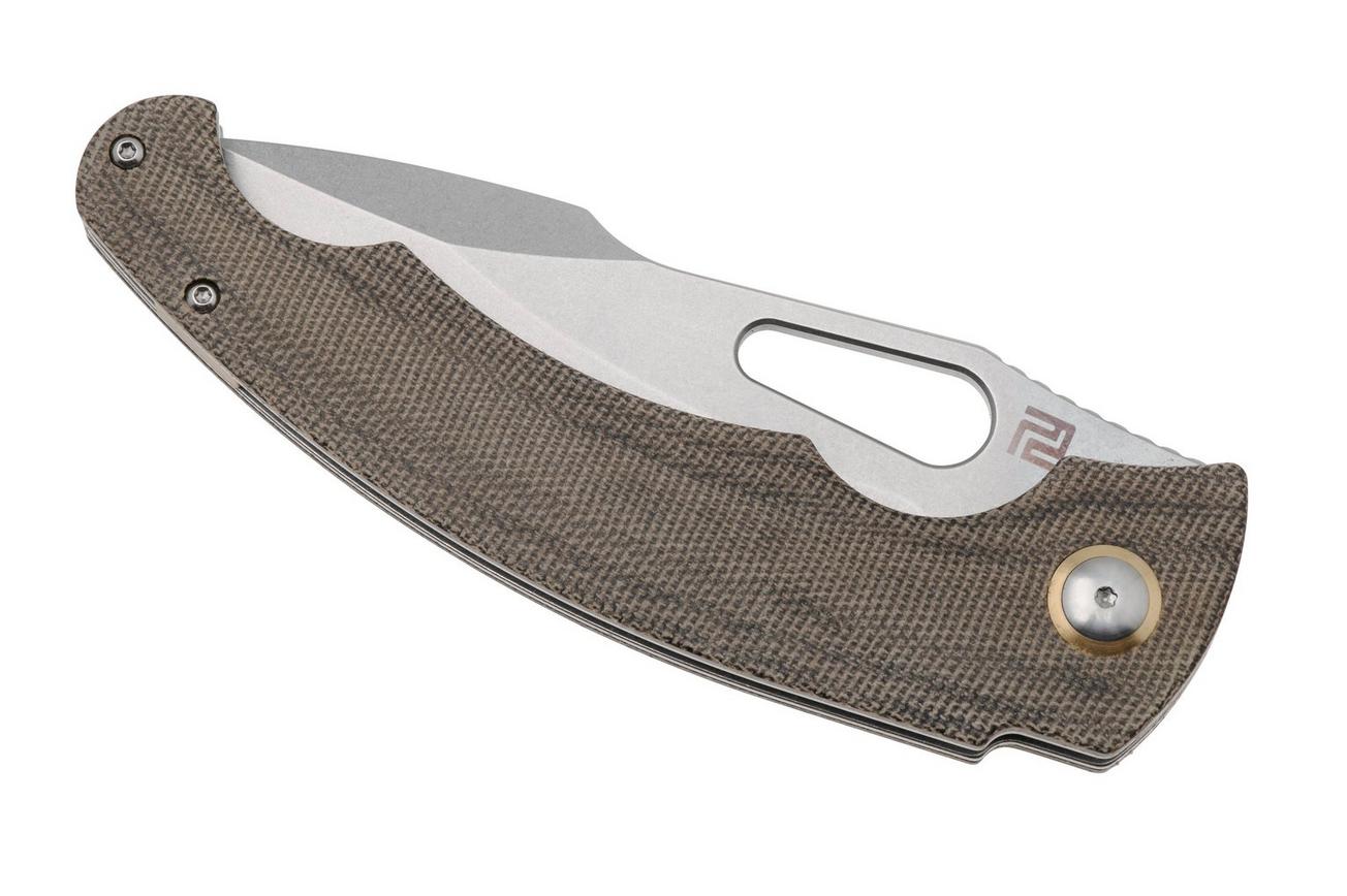 Artisan Cutlery Xcellerator 1860P-ODG, Stonewashed AR-RPM9, OD Green Micarta zakmes, Mike Snody design