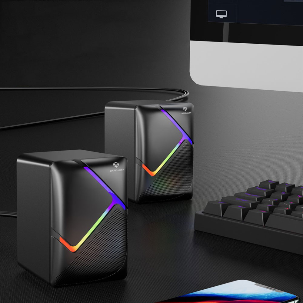 RGB Gaming Bluetooth Dual Lautsprecher Subwoofer System 3.5mm Klinke / USB Anschluss - Schwarz