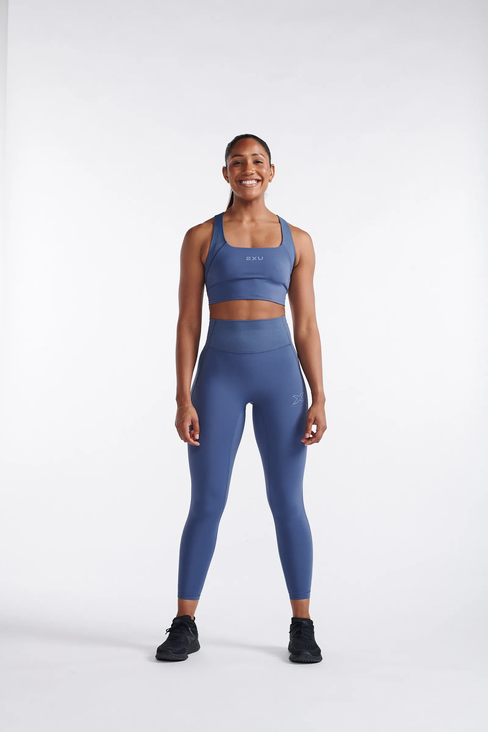 2XU Ribbed Longline Bra Indigo/Blue Stone