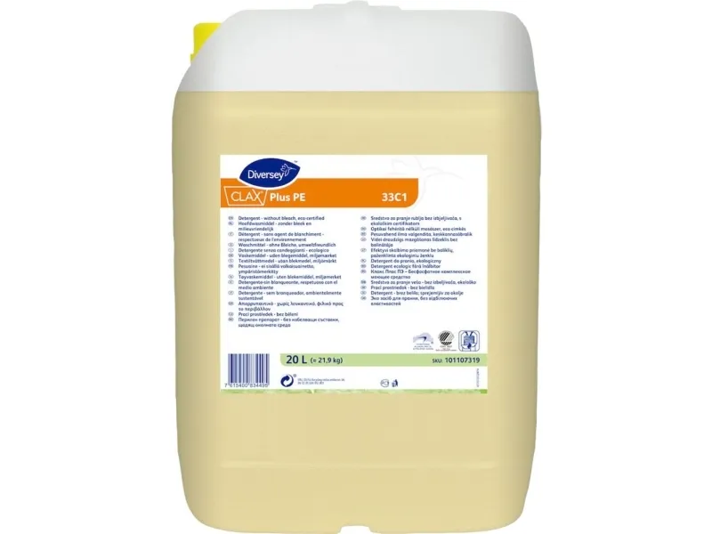 Tøjvask flydende Clax Plus PE 33C1 20ltr Svanemærket uden Blegemiddel til alle,20 ltr/stk