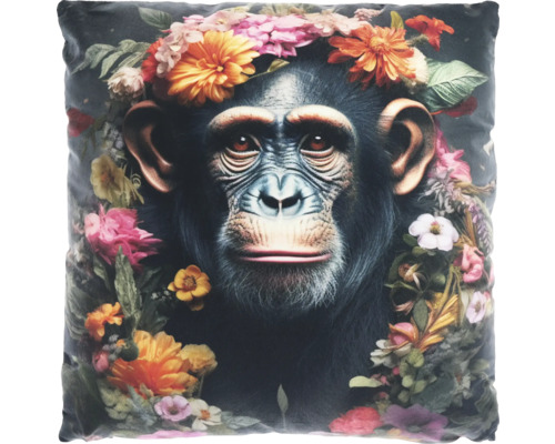 Decoratief kussen chimpansee bloemen 45x45 cm