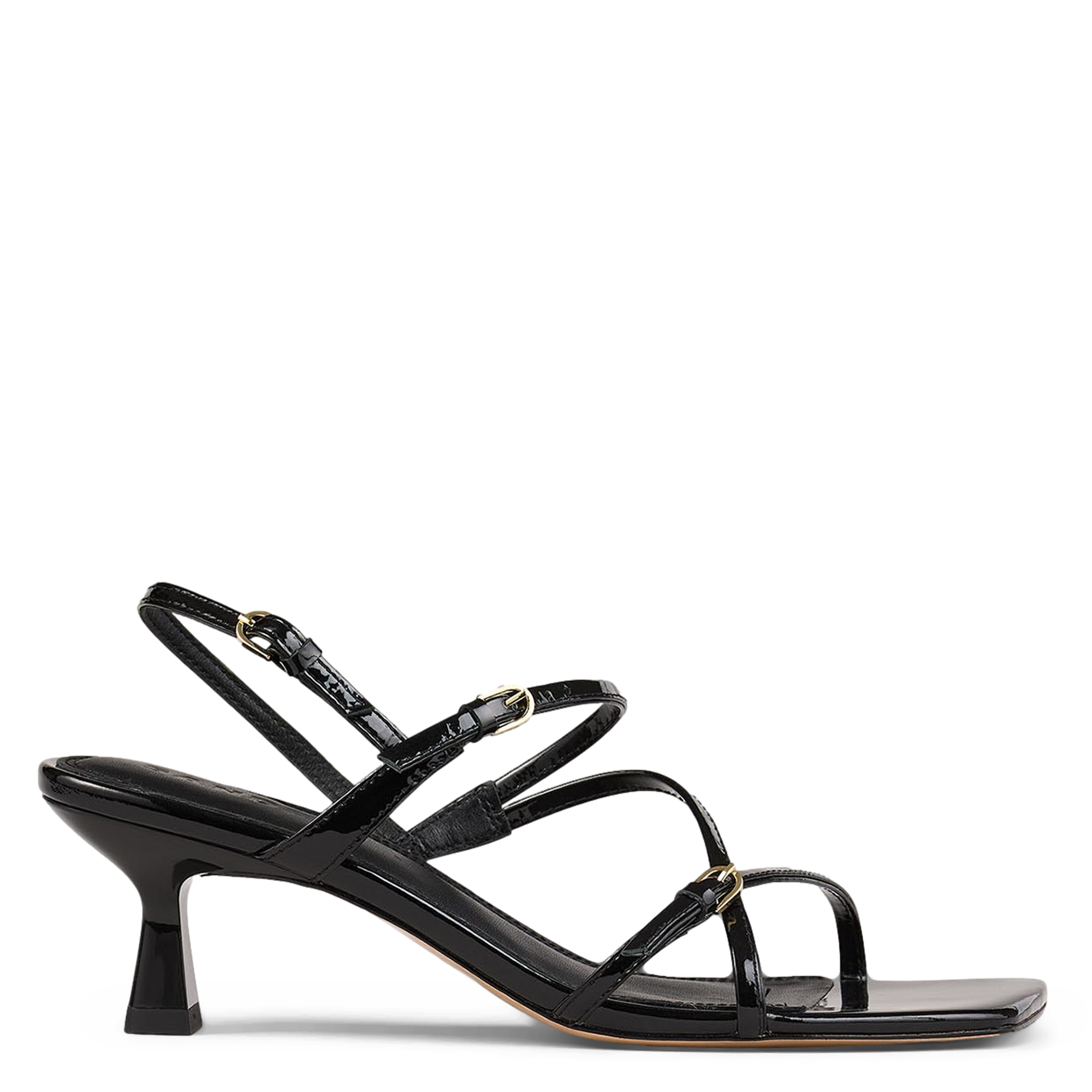 Sandales à talons en cuir vernis | Noir