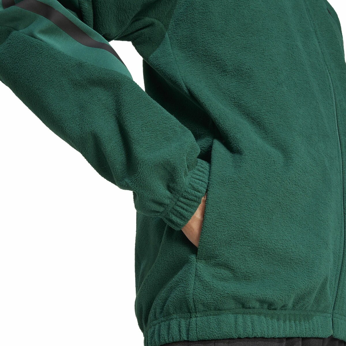 ADIDAS ROUPAS ESPORTIVAS<br>Moletom com zíper em fleece com 3 listras
