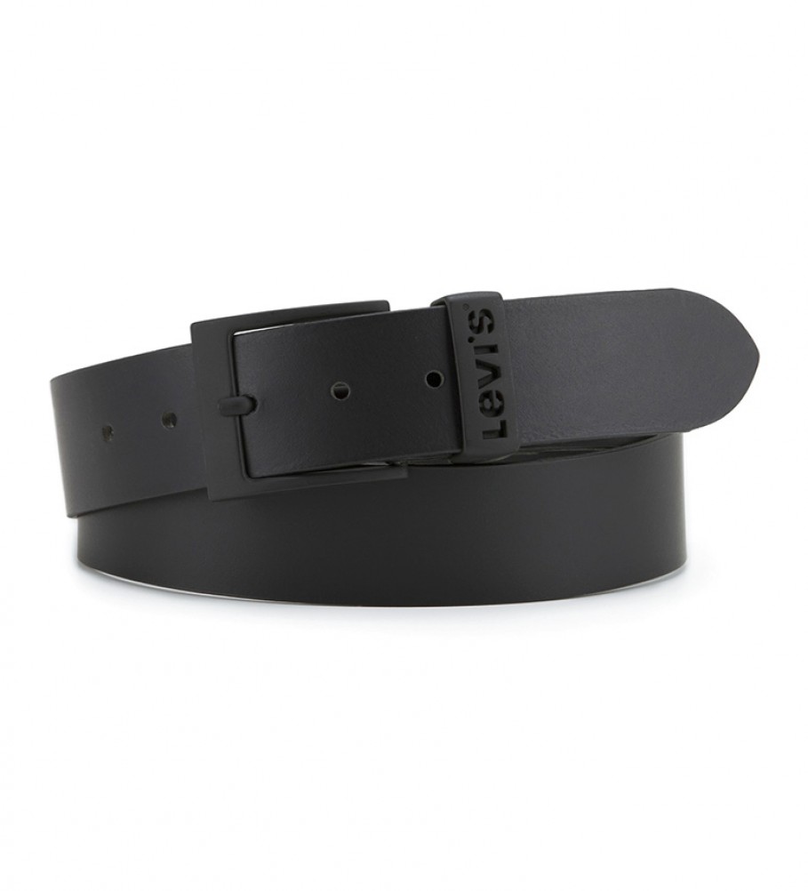 Cinto de couro Levi's Ashland, metal preto