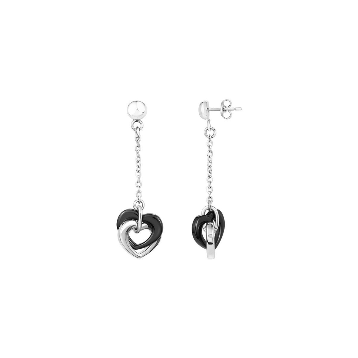 Boucles d'oreilles pendantes en Acier 316L et céramique - blanc brillant