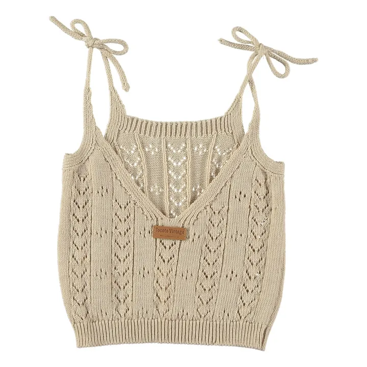 Tocoto Vintage Top Pointelle Coton Bio | Ecru