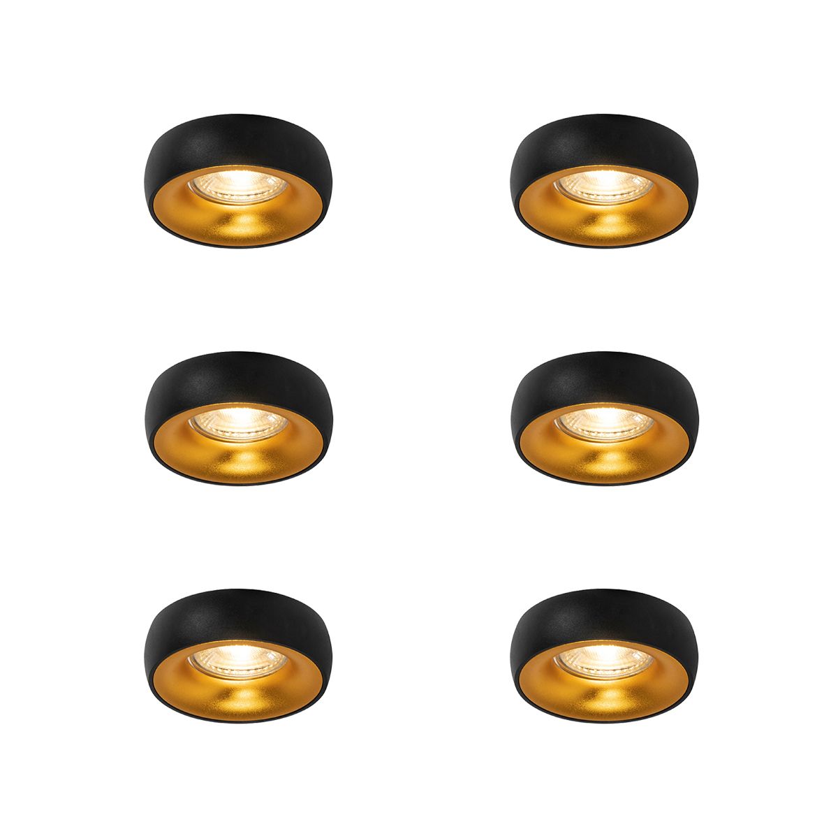 Set van 6 Design inbouwsport zwart met gouden binnenkant - Mooning