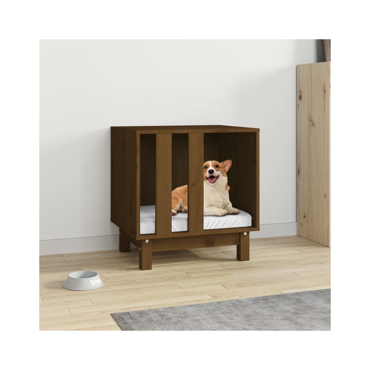 VidaXL Hundehütte Massivholz Kiefer Hundehöhle Hundebett braun 50 cm, 50 cm, 52 cm