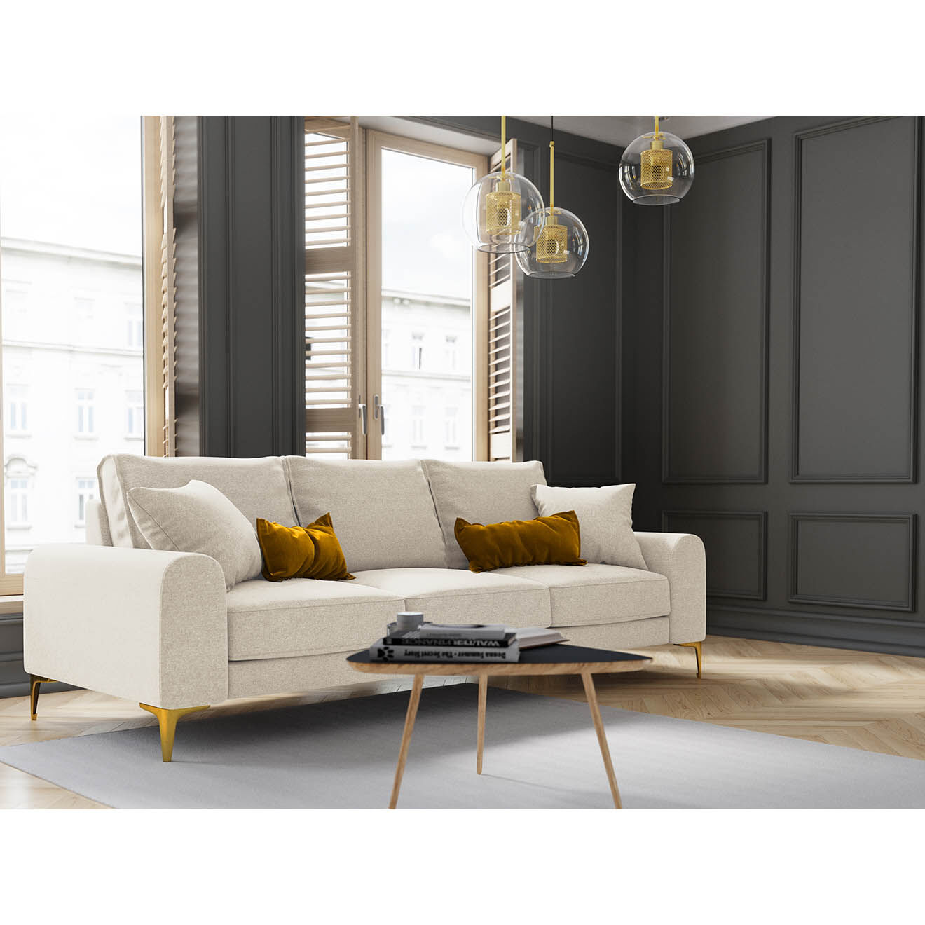 Mazzini Sofas Canapé 4 places Madara beige clair - 237x102x90 cm