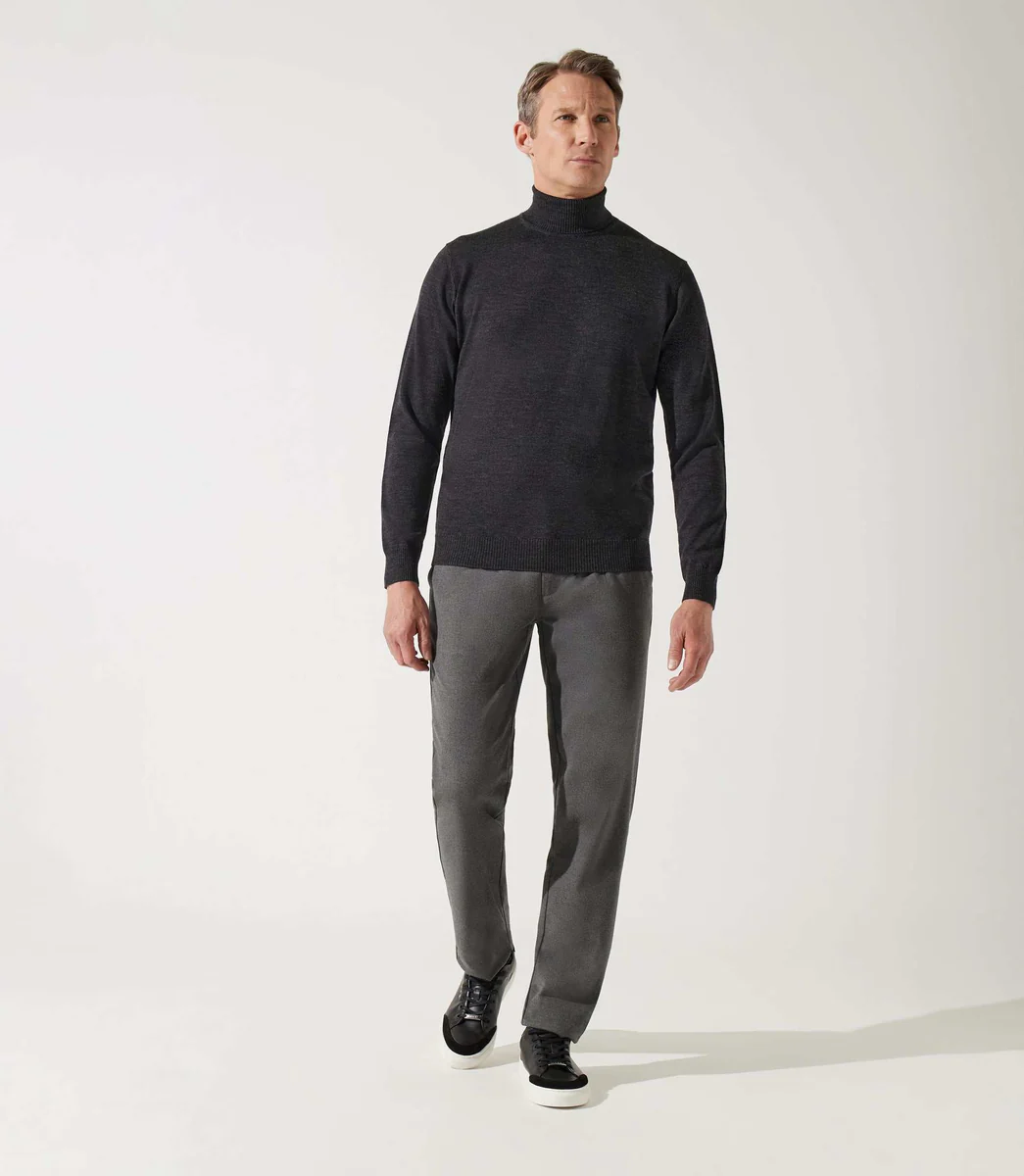 Pull col roulé anthracite 100% mérinos
