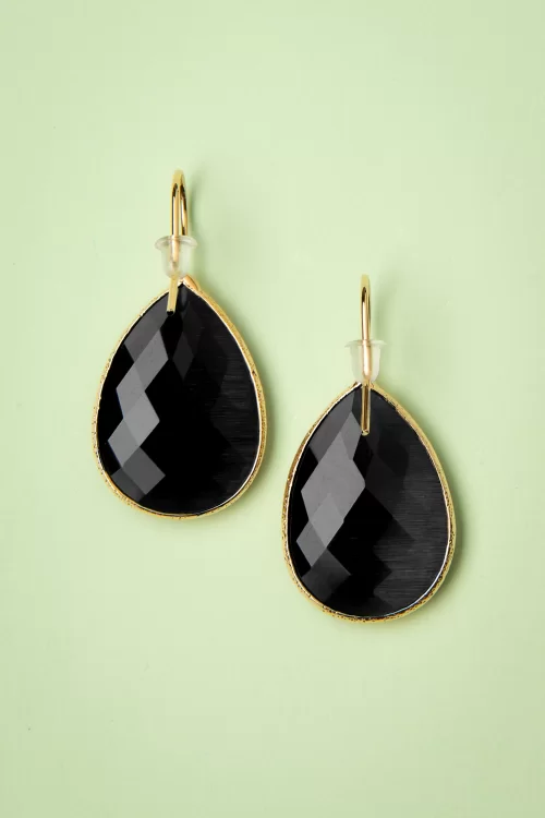 Day&Eve by Go Dutch Label Lavina stone drop oorbellen in zwart