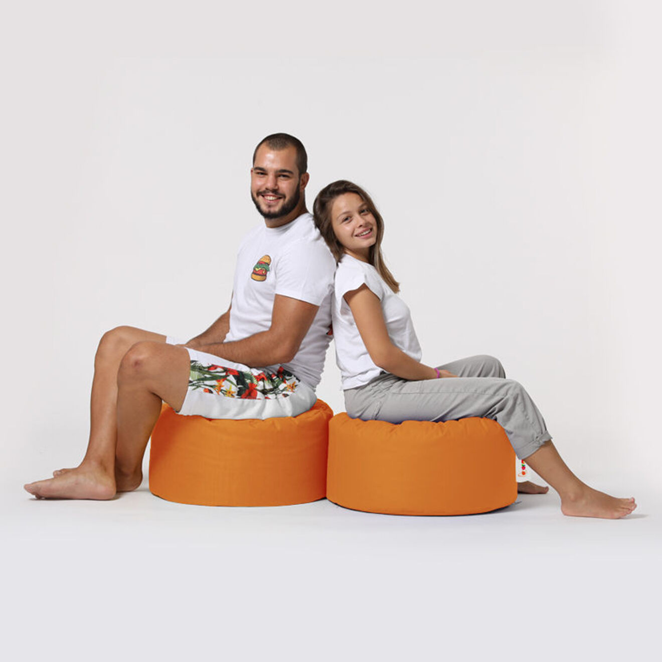 Homitis Pouf Round orange - D.55x30 cm
