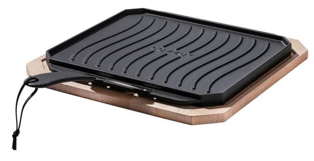 Cozze® vendbar støbejernspande med bordskåner 330 x 330 mm.