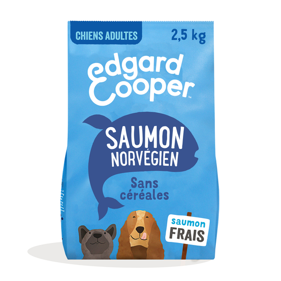 Croquettes chien adulte sans céréales au saumon - 2,5 kg