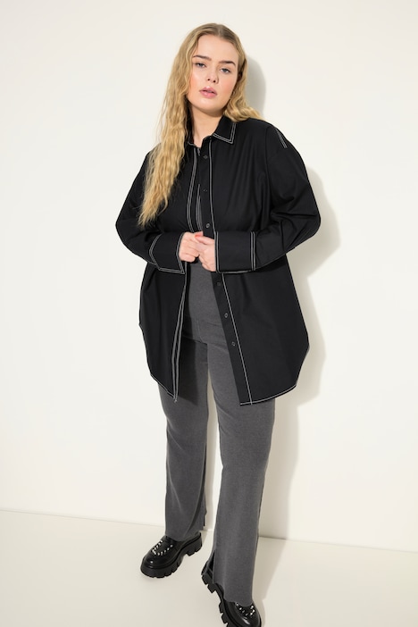 Bluse, oversized, helle Ziernähte