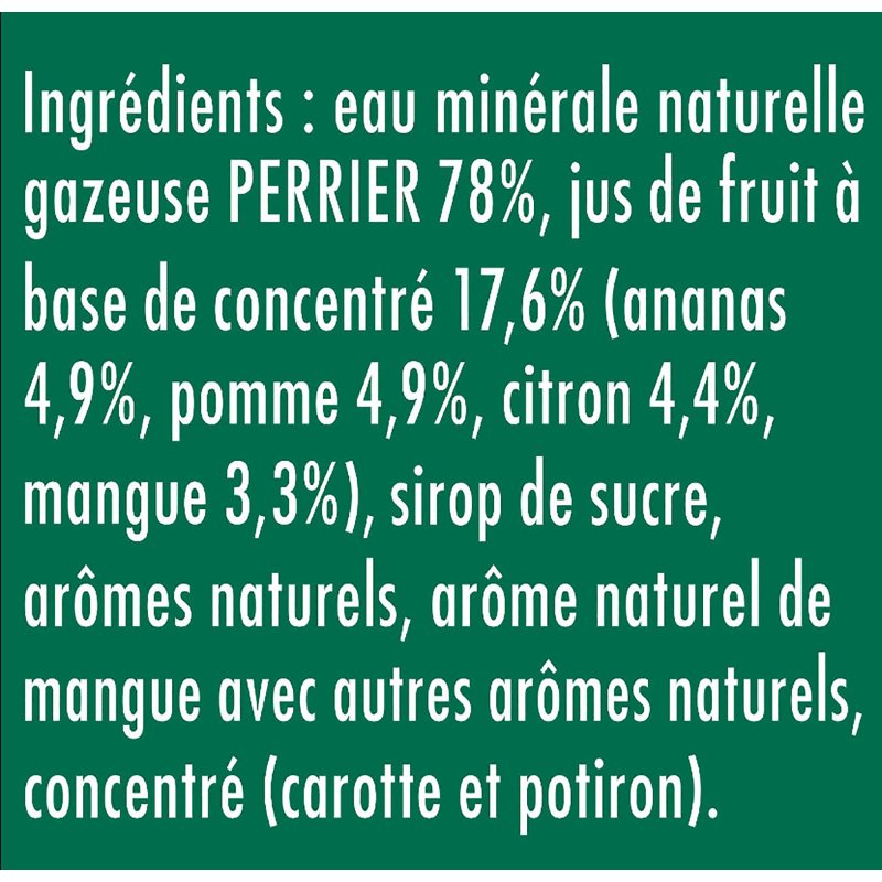 Eau gazeuse Maison Perrier & Juice ananas mangue 33 cl - 24 canettes