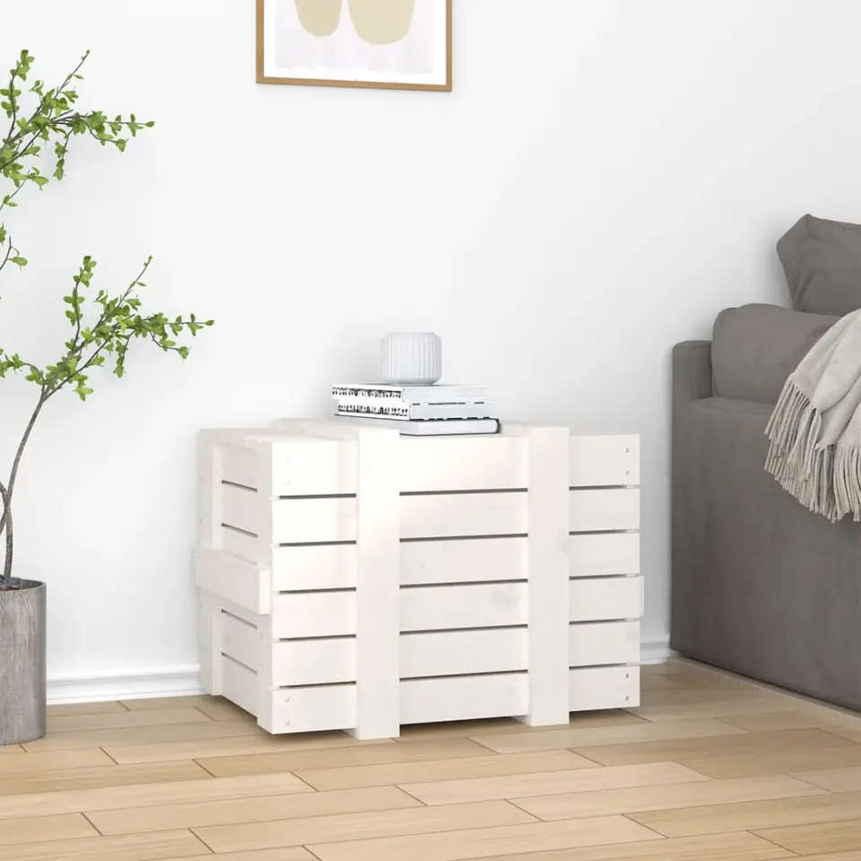 vidaXL - Opbergbox - Wit - Grenenhout - 58 x 40.5 x 42 cm
