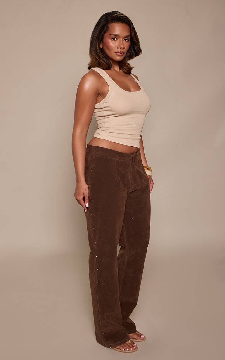Chocolat Pantalon En Faux Suède Clouté Shape