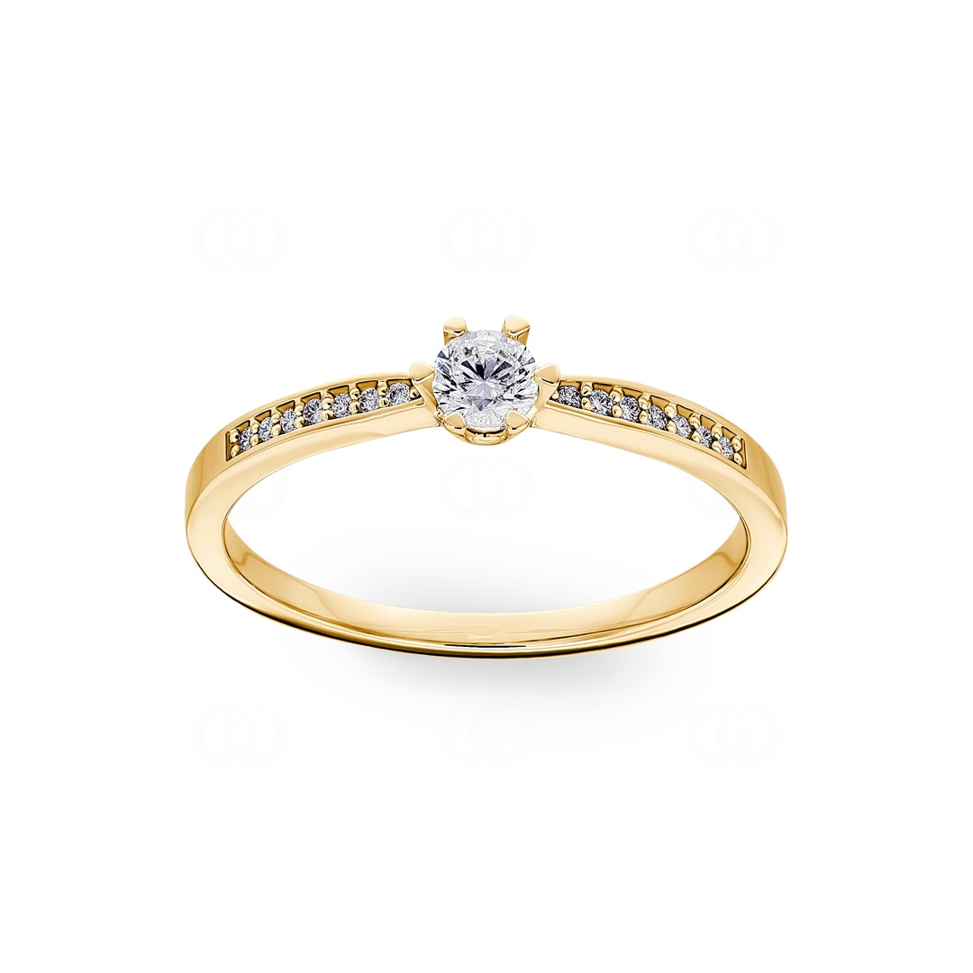 Verlobungsring 750/18 K Gelbgold mit Diamanten 0.19 ct H/si