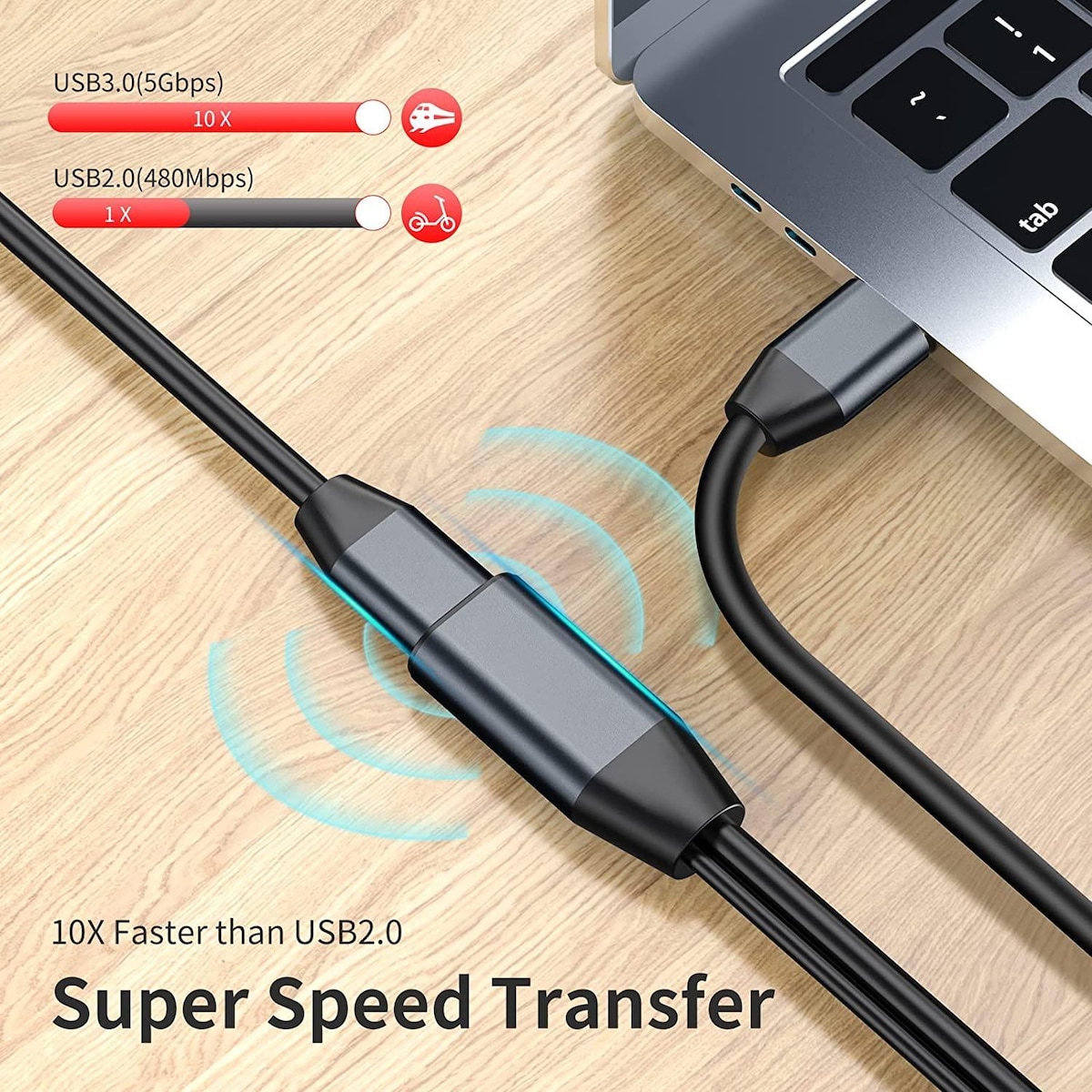 NÖRDIC Active 5m USB3.1 skjøtekabel 5Gbps forlengelse USB A hann til hunn for Xbox, PS5, Oculus, skriver, skanner, Playstation, VR