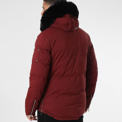 Parka Capuche Fourrure Bordeaux