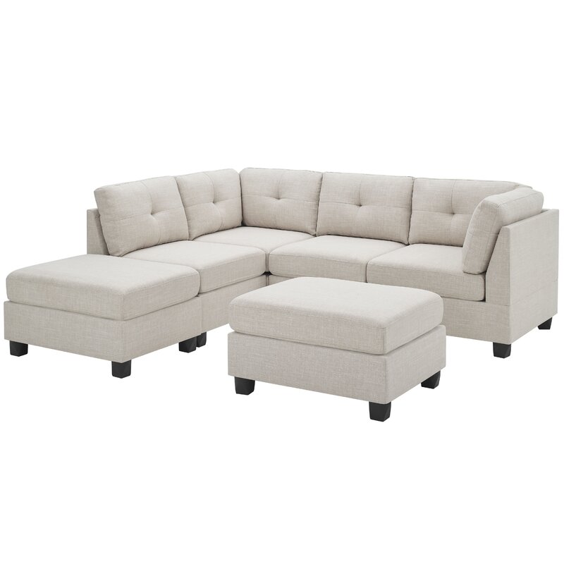 Chenault 92&prime;&prime; Wide Reversible Modular Sofa & Chaise With Ottoman
