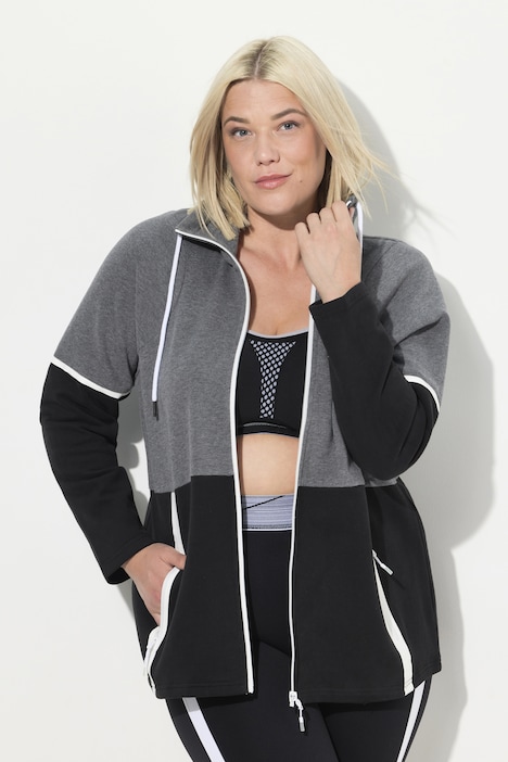 Sweatjacke, Colorblocking, Stehkragen, Zipptaschen