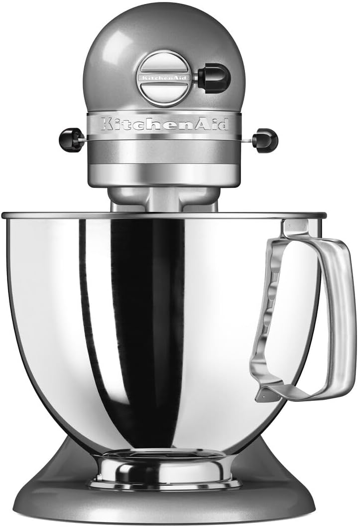 KitchenAid Küchenmaschine - Artisan - Kippbarem Food Processor - Teigknetmaschine mit 3 Zubehör und Schüssel aus Edelstahl - 4.8 L - Kontur silber