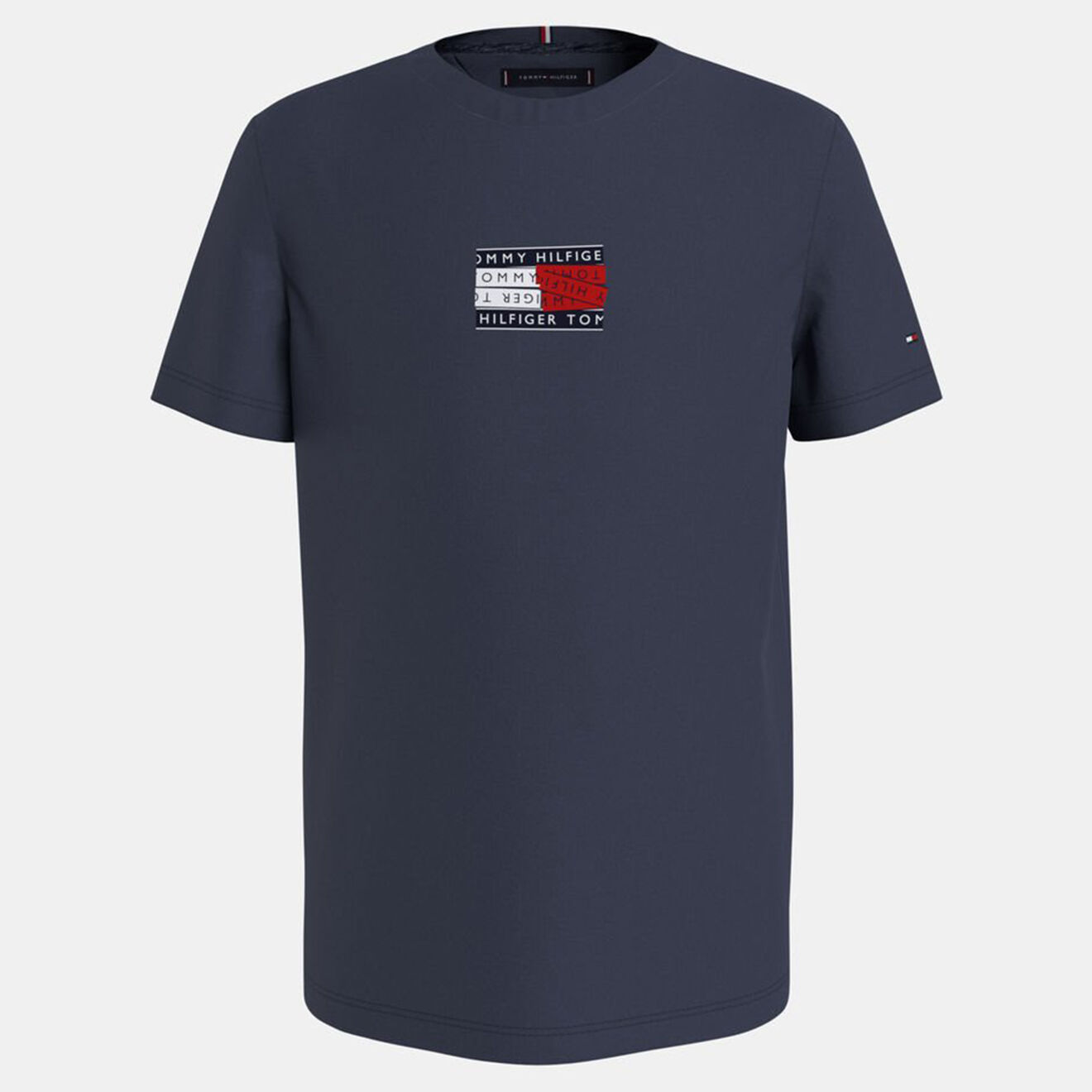 Tommy Hilfiger T-Shirt en Coton à logo et imprimé siglé bleu marine