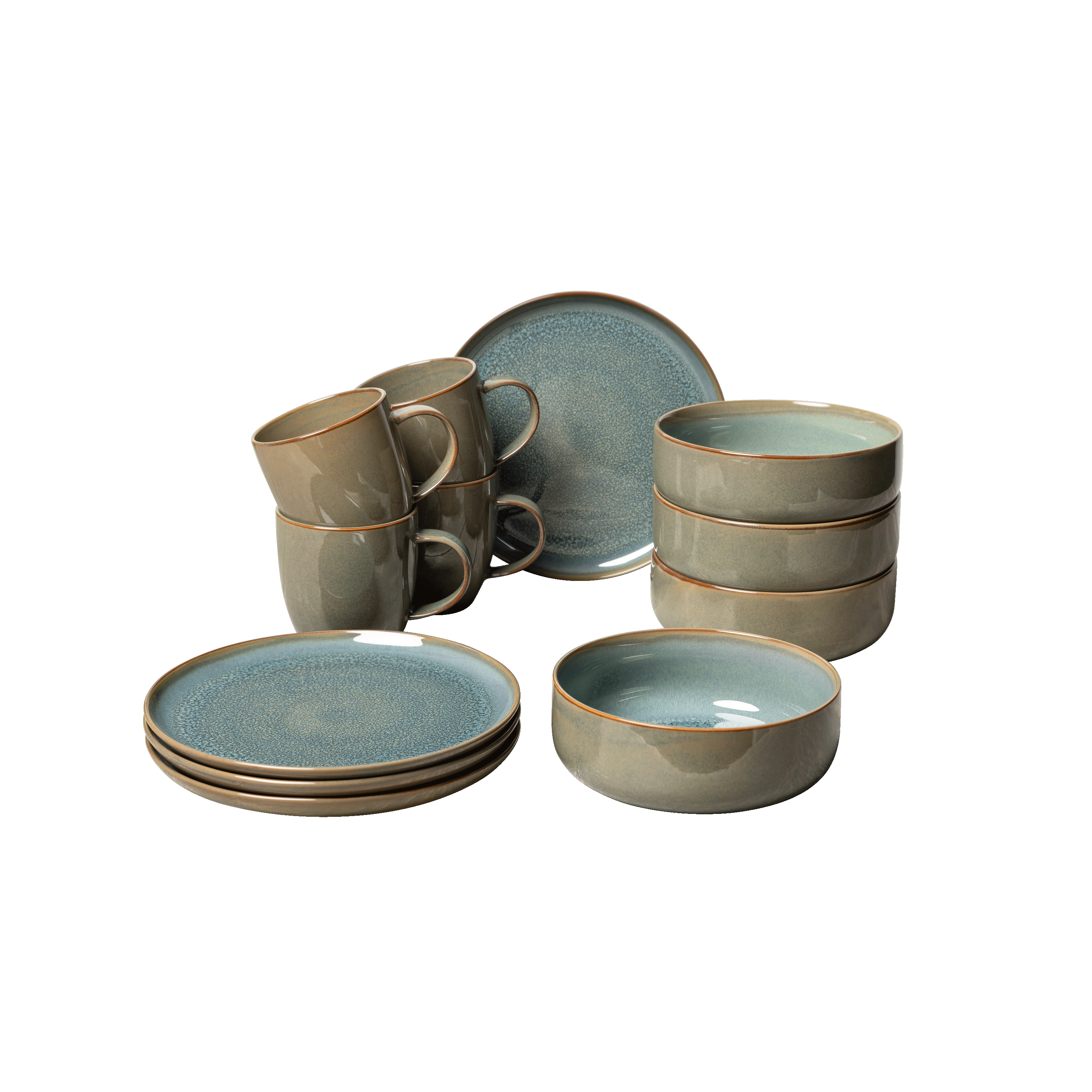 Crafted Breakfast set Green, Premium Porcelain