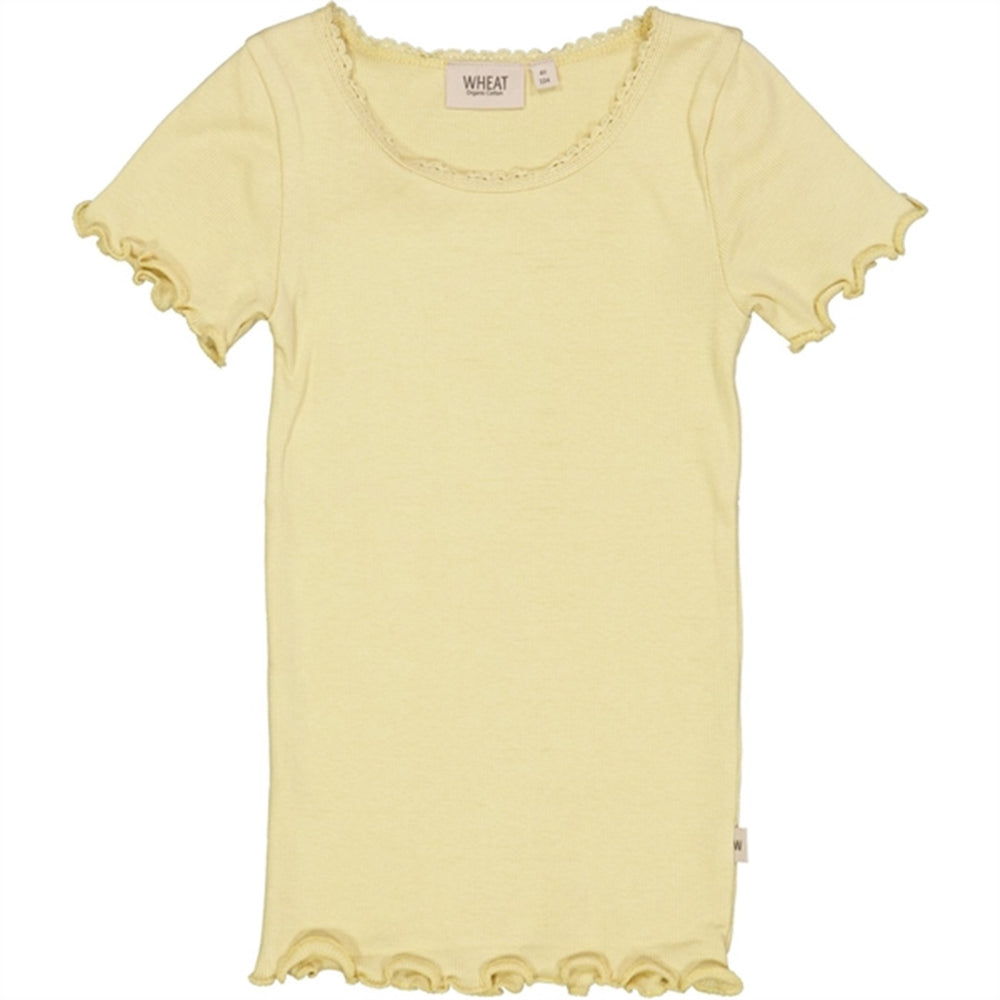 Yellow Dream Rib Lace T-shirt - Wheat → Luksusbaby.dk