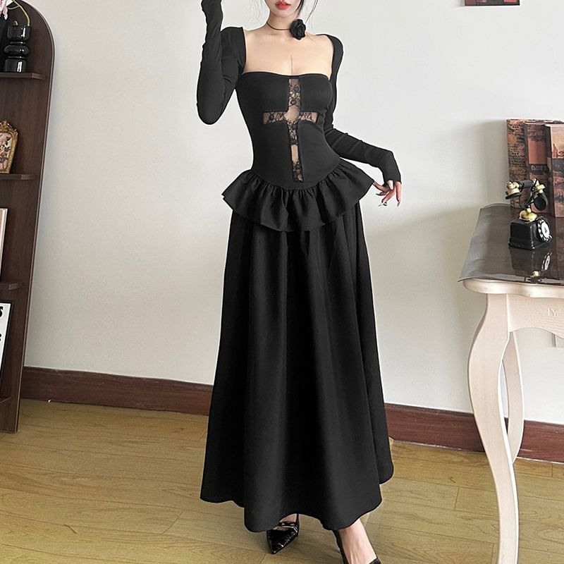 Sugarcoat - Set: Strapless Cross Panel Maxi A-lijn jurk + Shrug