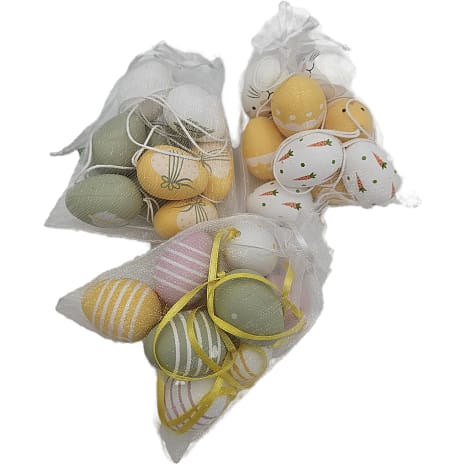 Påske plastæg 4 cm 10-pak - flere varianter - assorteret