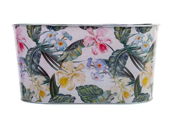 Panier en métal imprimé fleurs 22,5x13,7x11,3 B20x11